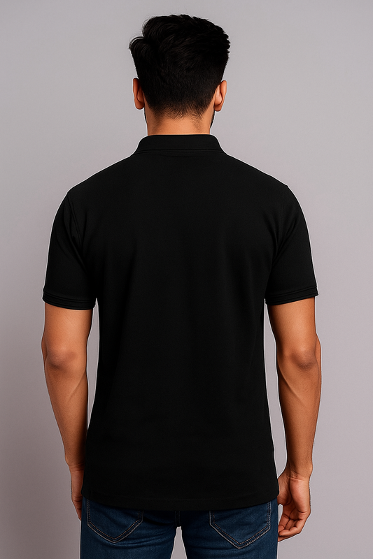 Premium Black Polo T-Shirt | Soft Cotton Piqué | Classic Slim Fit