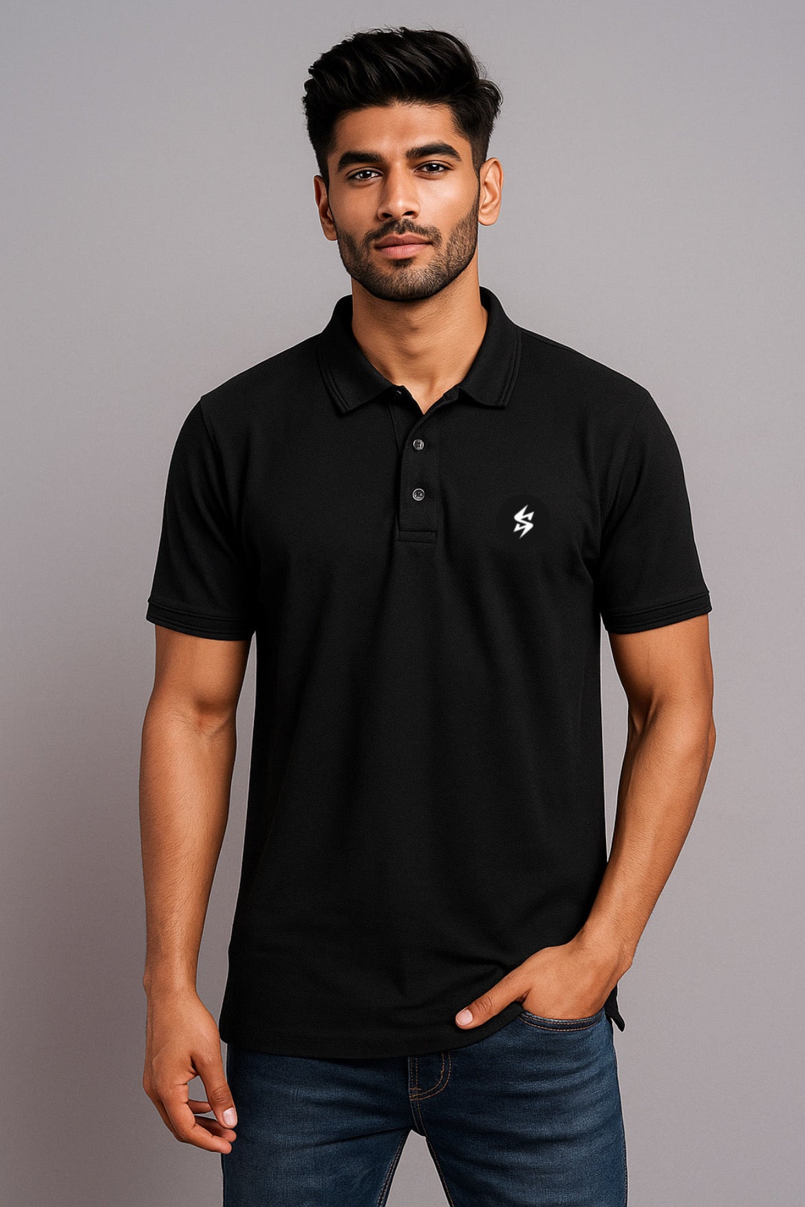 Premium Black Polo T-Shirt | Soft Cotton Piqué | Classic Slim Fit