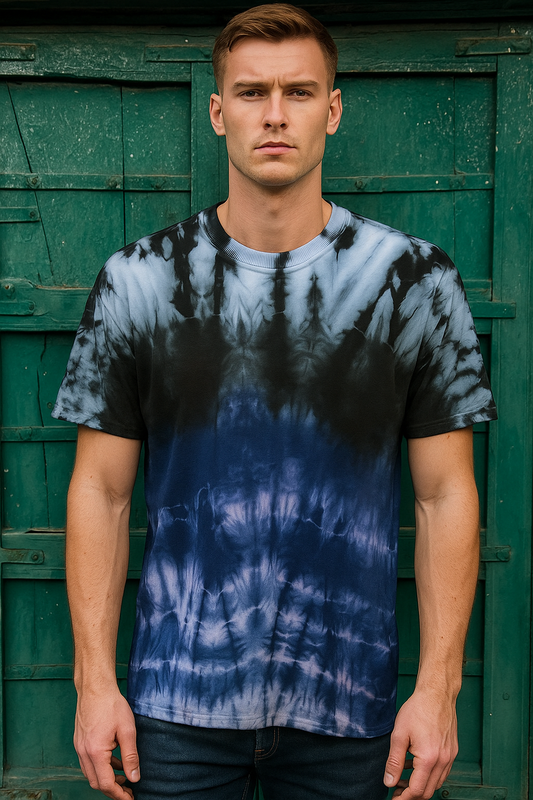 Trendy Black & Blue Tie-Dye Men’s Tee