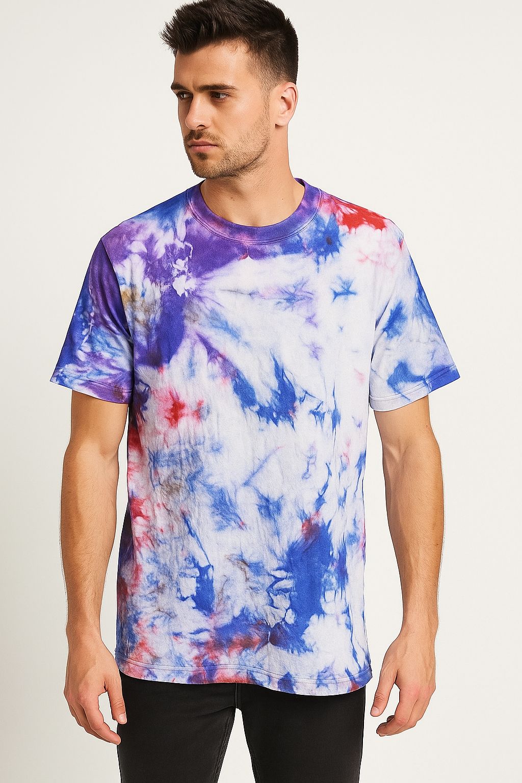 Men’s Tie-Dye Cotton T-Shirt | Casual Round Neck Half Sleeve | Multicolor Stylish Printed Tee