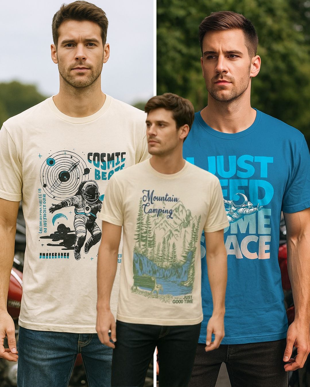 Combo Pack of 3 Stylish Printed Tee- Size 2L-1M